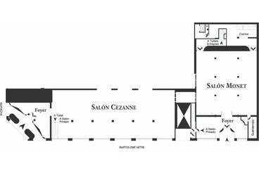 Plano de los salones Cezanne y 	Monet del Palacio San Miguel